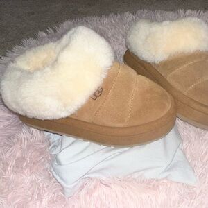 UGG Brown and Cream Shearling Slippers